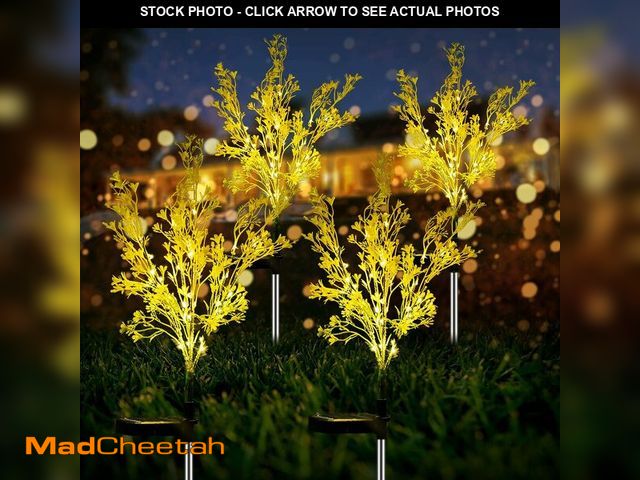 Lot 74-14270468 - Neporal Garden Solar Lights Outdoor Waterproof IP65 4 Pack, 7-Stems Dusk to Dawn Golden Solar Flower...