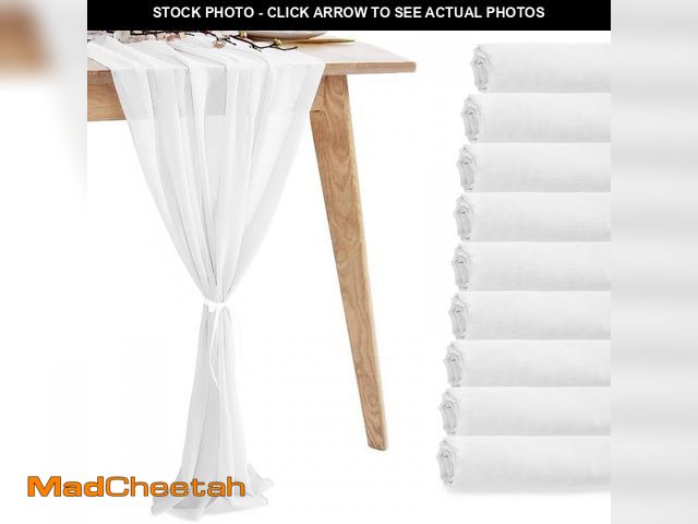 Lot 74-12046869 - 10 Pack 10ft Pure White Chiffon Table Runners Wedding Table Runner Sheer Romantic Tulle Table Runner...