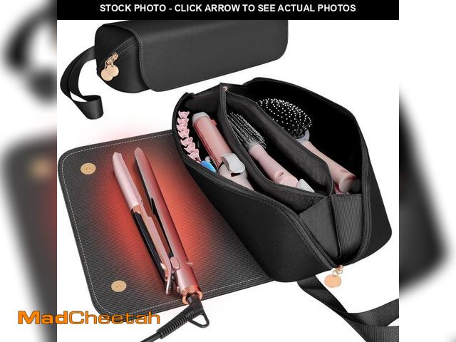 Lot 74-12332003 - SS Hair Tools Travel Bag and Heat Resistant Mat for Hot Tools, Leather Curling Iron Case, Portable E...