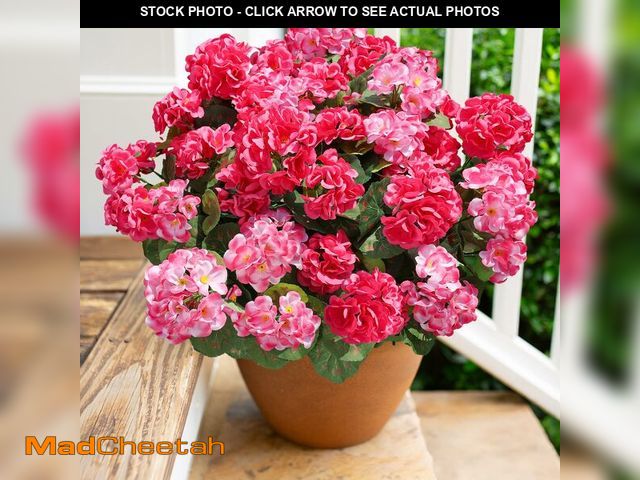 Lot 74-14264611 - Artificial Geranium Fake Flowers for Outdoors Decoration, 6 Bundles Silk Geraniums Flower UV Resista...