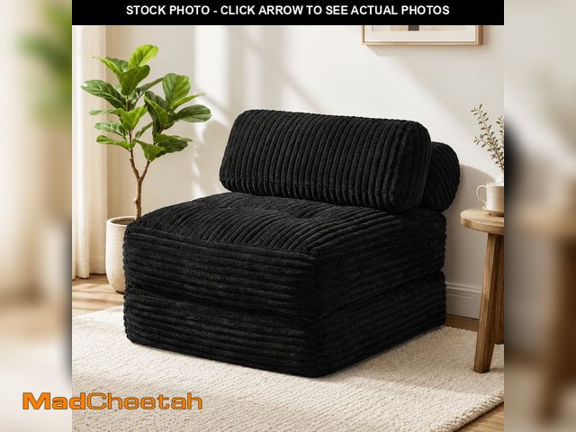 Lot 74-14586224 - Neche Boneless Folding Sofa Bed Chair, Single Corduroy Convertible Sleeper Sofa with Pillow, Back Su...