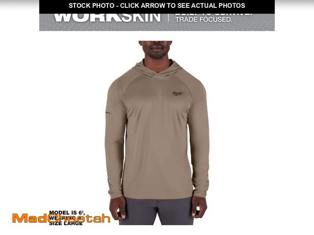 Lot 74-12989354 - Milwaukee Men's WORKSKIN Sandstone X-Large Hooded Sun Shirt - UNUSED