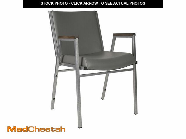 Lot 74-14611871 - Flash Furniture Hercules Vinyl Stack Chair with Arms, Gray - UNUSED