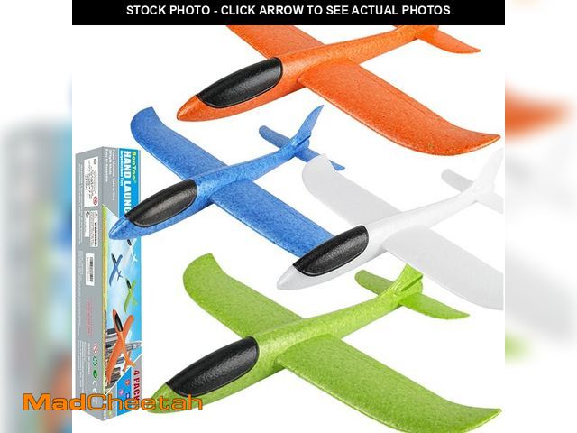 Lot 74-14145490 - BooTaa 4 Pack Airplane/Flying Toys, 17.5" Large Throwing Foam Plane/Gliders, 2 Flight Mode, Birthday...