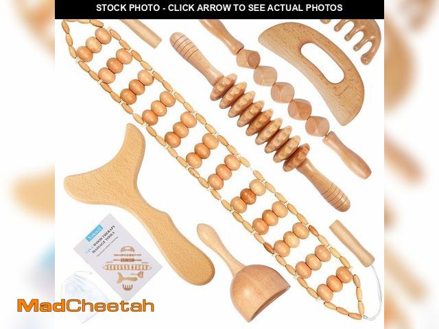 Lot 74-13721609 - Xokocli 7-in-1 Wood Therapy Massage Tools Lymphatic Drainage Massager for Muscle Pain Relief | Mader...