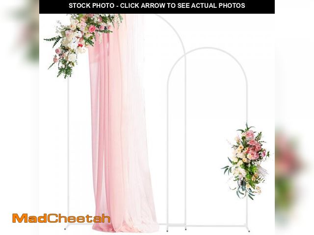 Lot 74-11559004 - Wokceer Wedding Arch Stand 7.2FT, 6FT White Metal Arch Backdrop Stand Set of 2 for Birthday Party We...