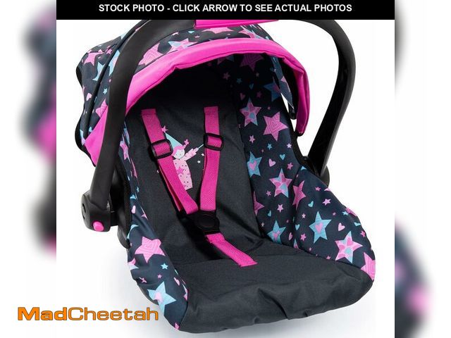 Lot 74-13041182 - Bayer: Car Seat - Turquoise, Pink, Stars - Fits Dolls Up to 18", Kids Pretend Play, Safety Belt, Sun...