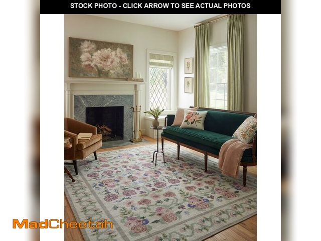 Lot 74-13637083 - Loloi Rifle Paper Co. Rosa Collection RSA-01 Ivory 8'-4" x 11'-6" Area Rug - UNUSED