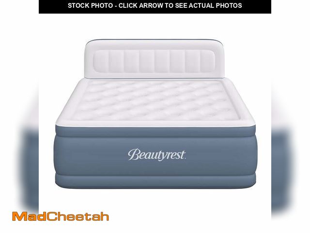 Lot 74-12943774 - Beautyrest Headboard Luxarest 24" Queen Size Raised Air Mattress with Built-in Pump - USED