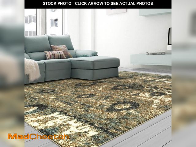 Lot 74-12156739 - Superior 5 Ft. X 8 Ft. Blue Modern Abstract Living Room Indoor Area Rug - UNUSED