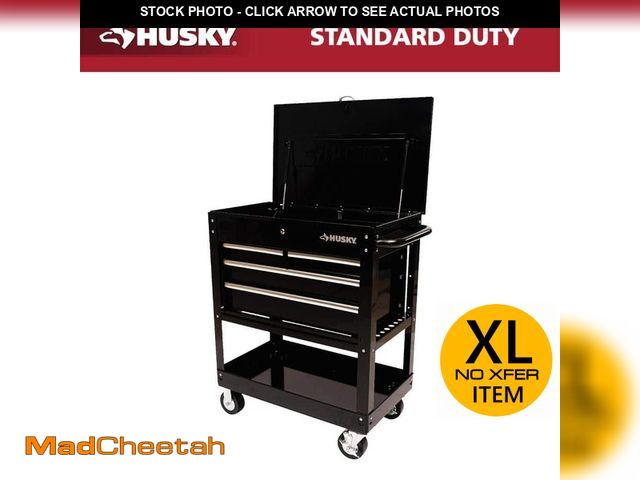 Lot 74-12613659 - Husky 33 in. W 4-Drawer Mechanics Tool Utility Cart in Gloss Black - UNUSED