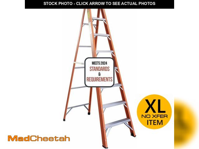 Lot 74-12658861 - SIMPLI-MAGIC 8-Foot Fiberglass Step Ladder, 250 LBS Capacity Ã¢â¬â 2024 Upgraded, Anti-Slip Rubbe...