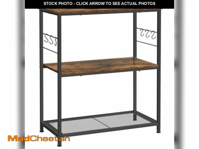 Lot 74-12159061 - VASAGLE Bakers Rack  Kitchen Island Storage Shelf  Microwave Oven Stand  Metal Frame  Industrial  Ru...