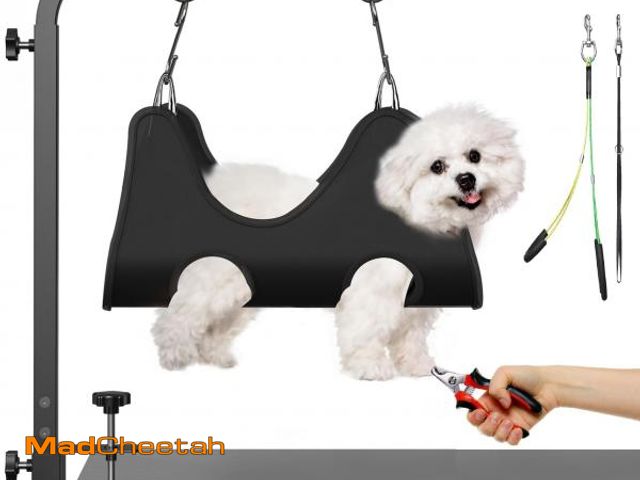 Lot 74-12432358 - Adjustable Dog Grooming Arm with Clamps: 42" Height-Adjustable Pet Grooming Stand with Hammock and N...