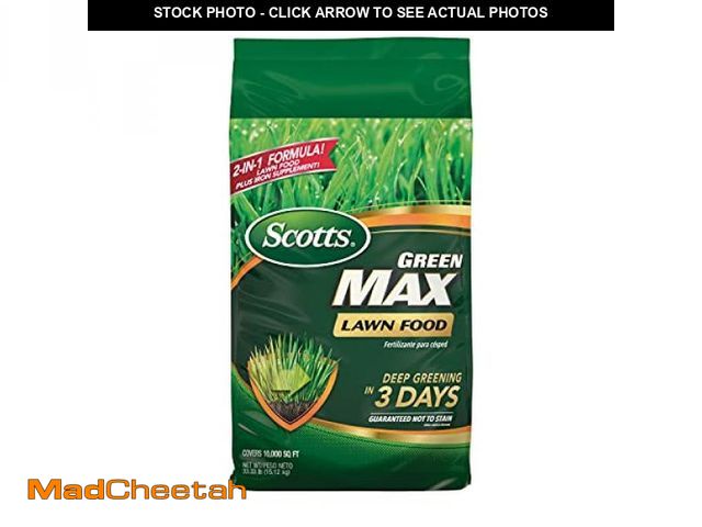 Lot 74-12367774 - Scotts Green Max Lawn Food, Lawn Fertilizer Plus Iron Supplement for Greener Grass, 10,000 sq. ft., ...