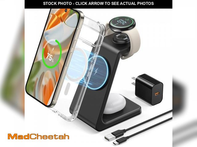 Lot 74-12302471 - 3 in 1 Magnetic Wireless Charger for Google Pixel Watch 3/2, Compatible with MagSafe, Fast Charging ...