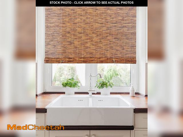 Lot 74-12399047 - FOREVER BAMBOO Light-Filtering Cord-Free Bamboo Reed Roll-Up Blind Shades for Windows Manual Roman B...