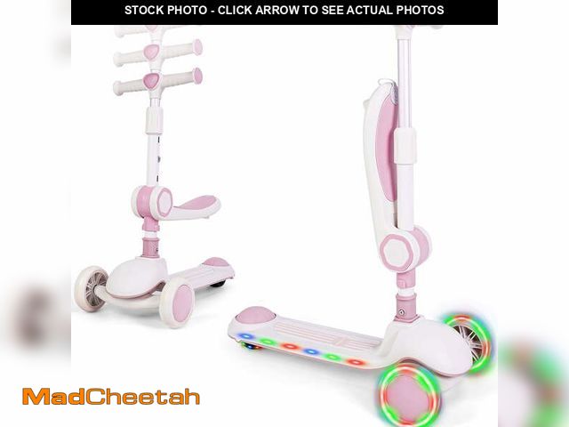Lot 74-12887833 - Skyhot Kick Scooter for Kids ages 3-6 with Foldable Seat/3 LED Wheels/3 Height-adjustable Handlebar/...