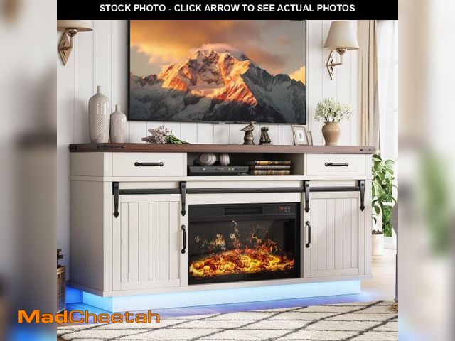 Lot 74-12516209 - *SEE DETAILS* 59'' Fireplace TV Stand with 3D Flame Electric Fireplace Heater, 34'' Tall Farmhouse T...