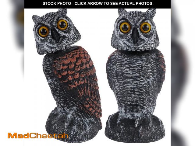 Lot 74-11550946 - Hausse 2 Pack Bird Scarecrow Fake Owl Decoy Sculpture, Rotating Head Plastic Owl Bird Deterrents, 10...