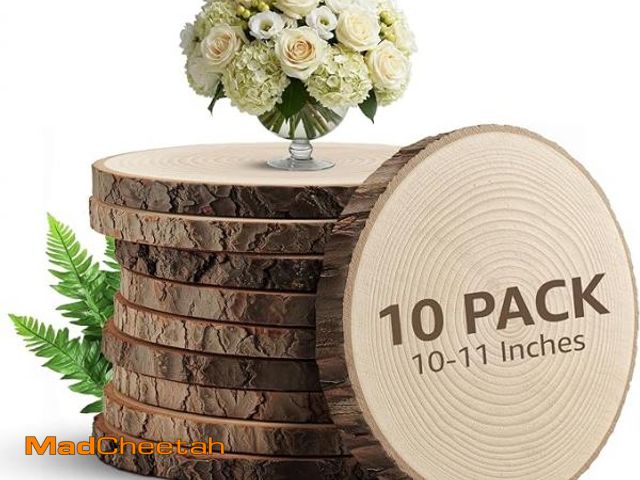 Lot 74-12328040 - KARAVELLA (10) Pack 10-11 inches Large Wood Slices for Centerpieces - Wood Centerpieces for Tables, ...