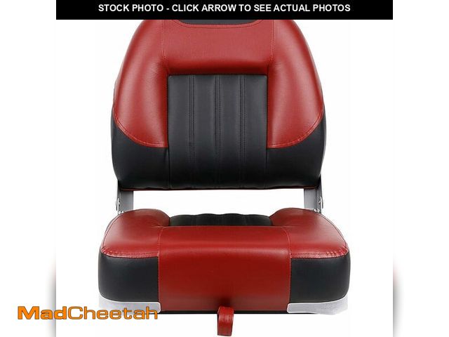 Lot 74-14367903 - XGEAR Deluxe Low Back Boat Seat, Fold-Down Fishing Boat Seat (Black/Red,single - UNUSED