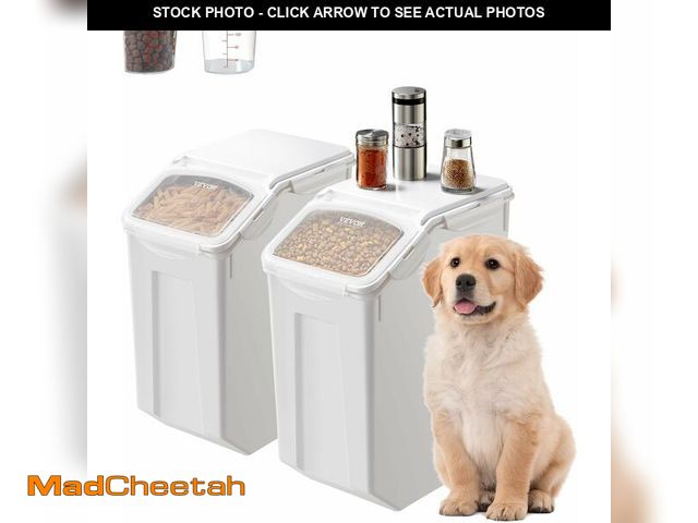 Lot 74-12544464 - VEVOR Rice Storage Container, 4.5Gallon/20L x2 Capacity Large Dog Food Dispenser Bin, Kitchen Ingred...