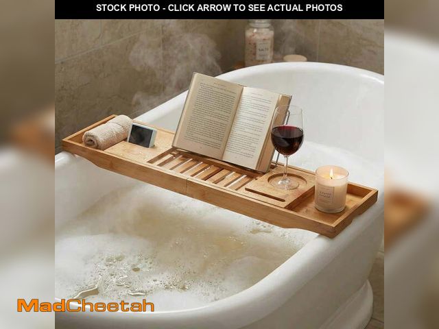 Lot 74-14307885 - Bathtub Caddy Tray for Tub, Expandable Bamboo Bath Table Shelf with Book and Wine Glass Holder, Bath...