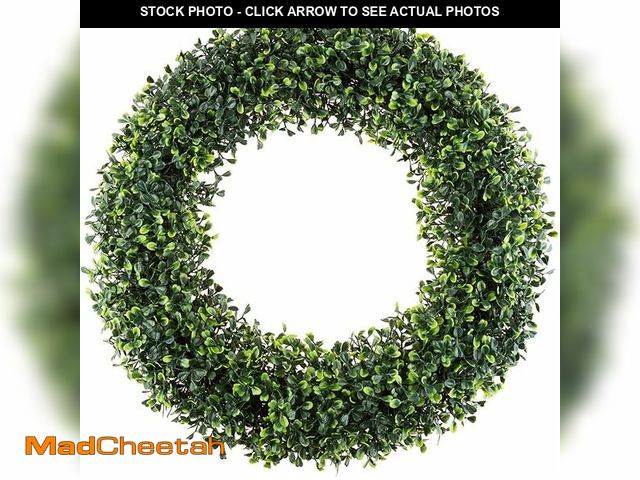 Lot 74-13070004 - Pure Garden 19.5-Inch Boxwood Wreath - Round UV Resistant Artificial Spring, Summer, Fall, or Winter...
