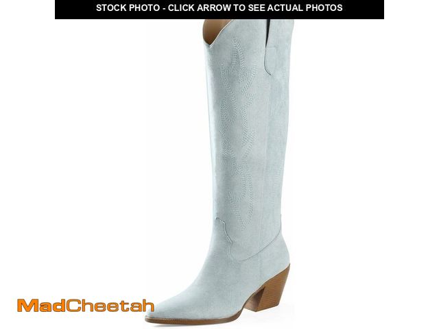 Lot 74-12674501 - iiimmu Cowgirl Boots Knee High Pointed Toe and Block Heel Suede Cowboy Boots for Women with Embroide...