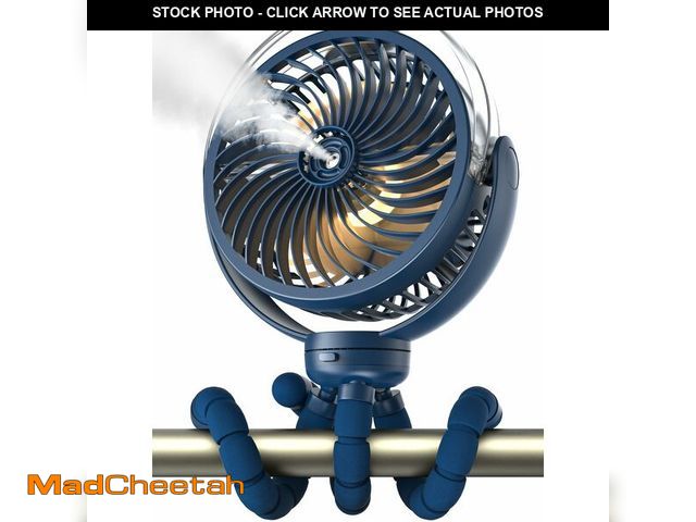Lot 74-14341377 - Wavmill Misting Stroller Fan, 6000mAh Battery Operated Portable Fan with Light &amp; 360ÃÂ° Pivotin...