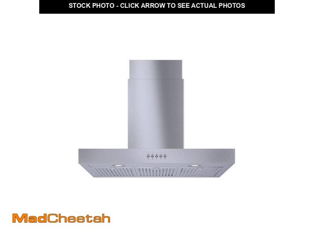 Lot 74-13605802 - Vissani Lora 30 in. 350 CFM Convertible T-Shape Wall Mount Range Hood in Stainless Steel with Charco...