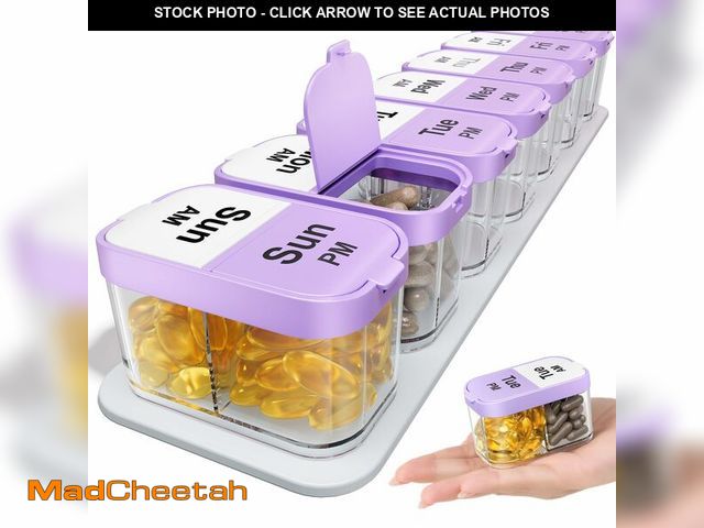 Lot 74-14380237 - Extra Large Pill Organizer 2 Times A Day, XL Pill Organizer Am Pm, Big Pill Box for Supplements Vita...