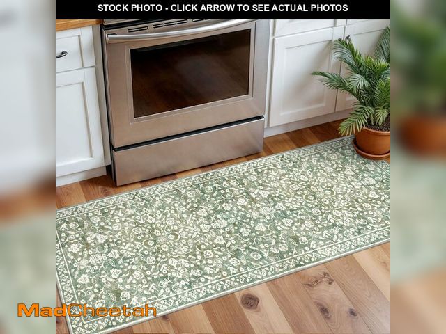Lot 74-14052791 - SILOLOOM Vintage Washable 2x5 Rug Runner, Sage Green Beige Runners for hallways, Super Soft Kitchen ...