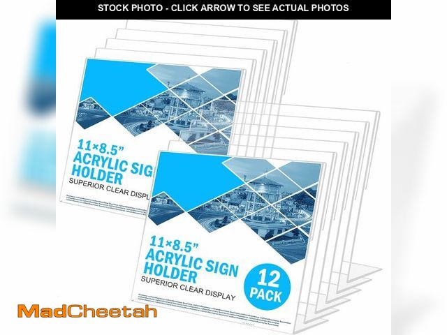 Lot 74-14332784 - COYMOS 12 Pack Acrylic Sign Holder 8.5 x 11 Horizontal Slant Back Acrylic Stands for Display Plexigl...