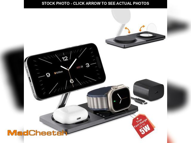Lot 74-12302476 - 3 in 1 Wireless Charging Station for Apple Device: Fast Charging Station for iPhone and Watch with M...
