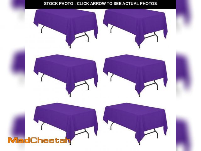 Lot 74-12304452 - BRILLMAX 6 Pack Purple Tablecloths for 6 Foot Rectangle Tables 60 x 102 Inch - 6ft Rectangular Bulk ...