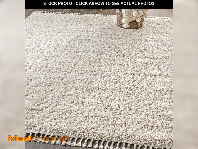 Lot 74-12152589 - JONATHAN Y Mercer Shag Cream Indoor Area Rug, 8x10, Plush Tassel, Contemporary, Modern, Easy-Cleanin...