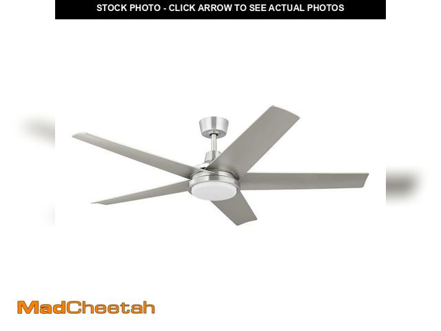 Lot 74-12804232 - Hampton Bay Ladshaw 60 in. Indoor/Outdoor Wet Rated Brushed Nickel Ceiling Fan with Adjustable White...