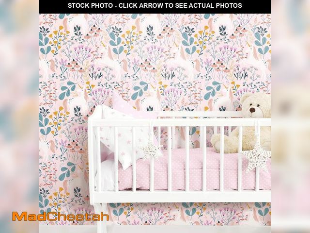Lot 74-12396916 - RoomMates RMK11793RL Pink and Green Unicorn Paradise Peel and Stick Wallpaper - UNUSED
