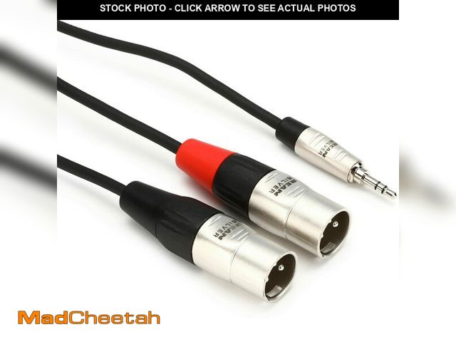 Lot 74-12712967 - Hosa HMX-003Y Pro Stereo Breakout, REAN 3.5 mm TRS to Dual XLR3M, 3 Feet - UNUSED