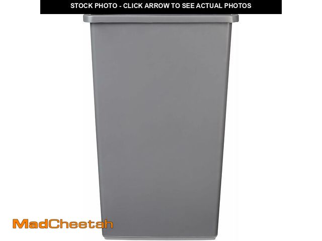 Lot 74-14067110 - Basics Square Waste Container, Open Top, Space Saving, 25 Gallons, Grey, Pack of 2 - UNUSED