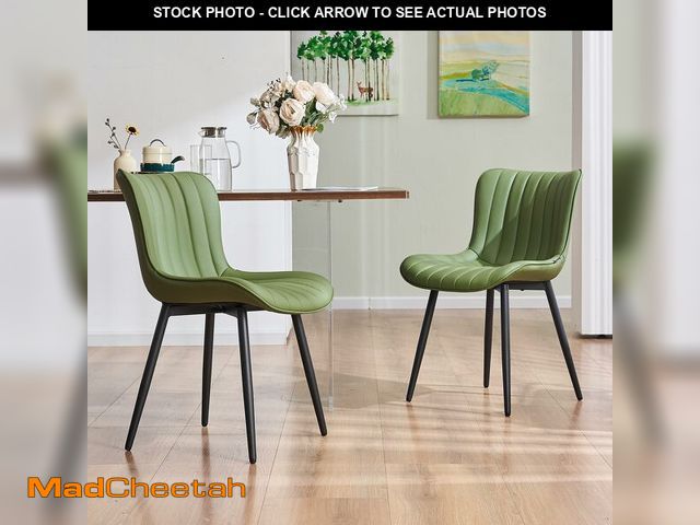Lot 74-14079691 - YOUNUOKE Mid-Century Modern Dining Chairs Set of 2, Bean Green Faux Leather Upholstered Accent Chair...