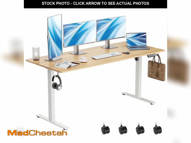 Lot 74-12598631 - VVENACE Electric Standing Desk Height Adjustable Desk 63 inch 4 Memory Height Ergonomic Sit Stand up...