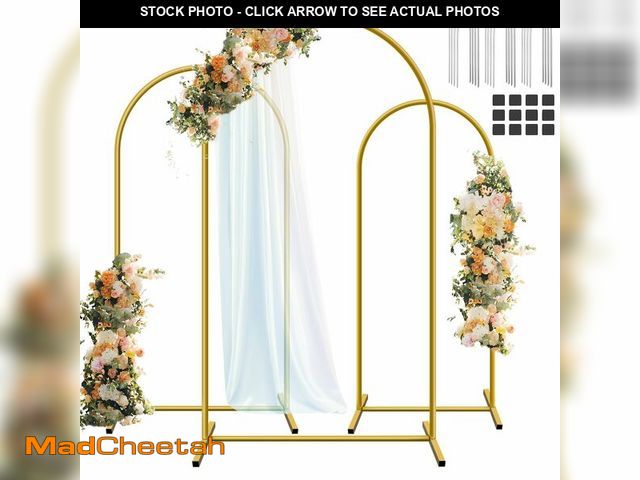 Lot 74-14268046 - Hemmotop Metal Arch Backdrop Stand Set of 3, 6FT, 5FT, 4FT Party Arch Stands for Wedding, Birthday, ...