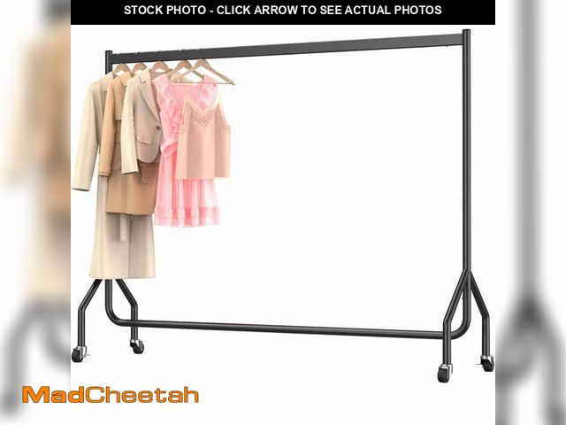Lot 74-12833214 - Nefoso Heavy Duty Clothes Rack with Wheels,Rolling Garment Clothing Rack for Display and Storage, Ha...