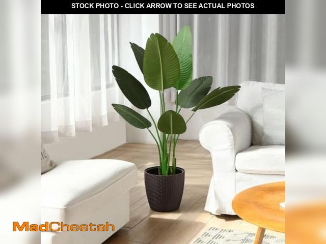 Lot 74-12401561 - 4 Feet Artificial Bird of Paradise Plant Fake Tropical Palm Tree for Indoor Outdoor, Perfect Faux Pl...