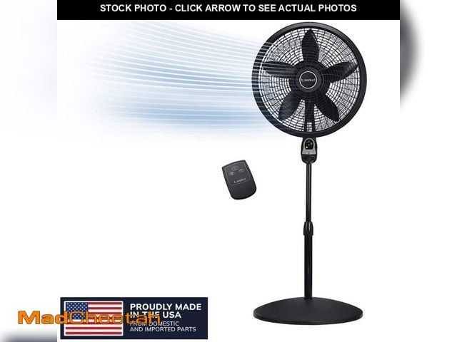 Lot 74-14193153 - Lasko Cyclone 18 in. 3 Speed Oscillating Pedestal Fan for Home in Black with Adjustable Height, 4-Ho...
