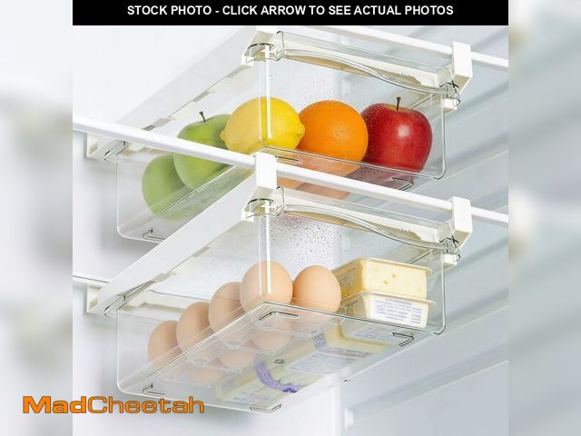 Lot 74-13955511 - URALFA Fridge Drawer Organizer, Adjustable Refrigerator Drawers for Fruit and Vegetable, Pull Out wi...
