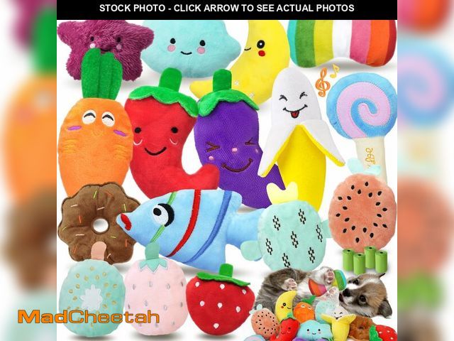 Lot 74-13718993 - QTwoof Cheerful 20-Pack Squeaky Dog Toys Set - Included 4 Dog Bags, Plush Puppy Toys with Irresistib...